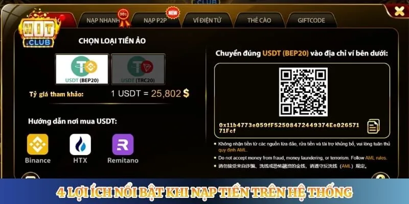 4 lợi ích nổi bật khi nạp tiền trên hệ thống