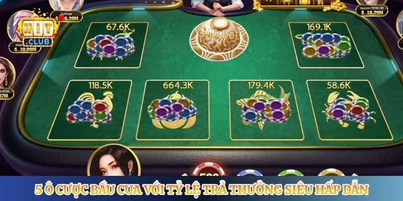 5 ô cược bầu cua với tỷ lệ trả thưởng siêu hấp dẫn